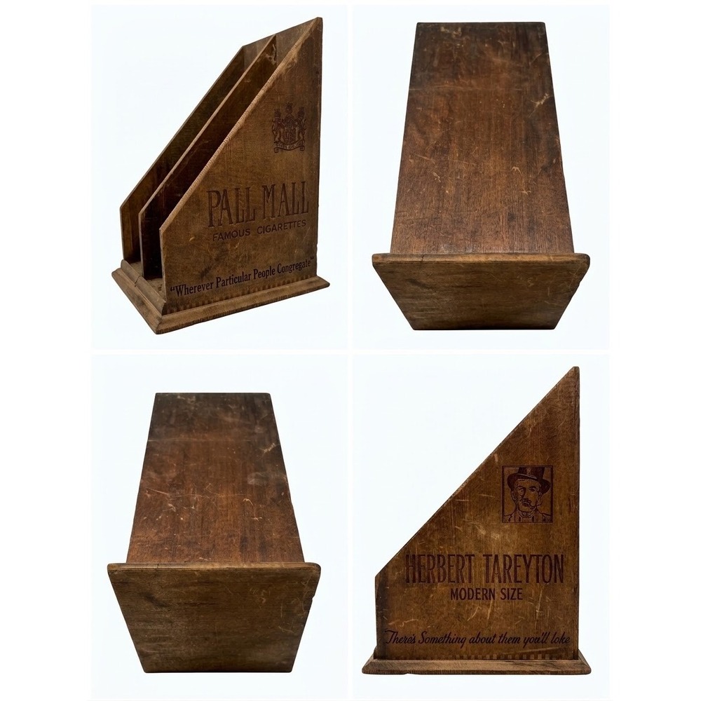 Vintage Wood Pall Mall Herbert Tareyton Cigarette Advertising Letter Holder